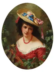 Norbert Schrödl, Blumenmädchen, 1873, Oil on canvas