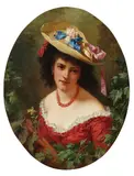 Norbert Schrödl, Blumenmädchen, 1873, Oil on canvas