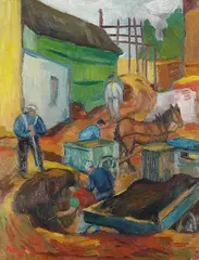 Peter Weiss, Männer bei der Arbeit, 1943, Oil on canvas