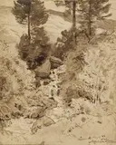 Hans Thoma, Schwarzwaldbach, 1868, Brush and India ink
