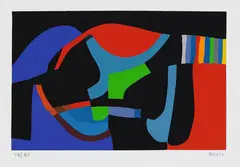 Composizione blu e rosso by Alberto Burri, 1970, Silkscreen in colours, sold Oct 2007