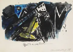 Helmut Middendorf, Gitarre, 1978, Watercolour