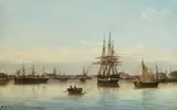 C. Lybbert, Schiffe im Hafen, Oil on canvas