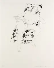 Mo asleep by David Hockney, 1971, Etching, sold Oct 2007