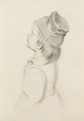 Josef Danhauser, Nach aufwärts blickender Knabe, 1830, Pencil drawing