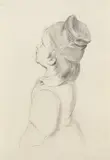 Josef Danhauser, Nach aufwärts blickender Knabe, 1830, Pencil drawing