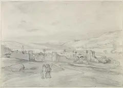 Ferdinand Olivier, Landschaft bei Tiberias, 1825, Pencil drawing