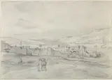 Ferdinand Olivier, Landschaft bei Tiberias, 1825, Pencil drawing