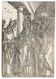 Die heiligen Bischöfe Nikolaus, Ulrich und Erasmus by Albrecht Durer, 1505, Woodcut, sold Oct 2007