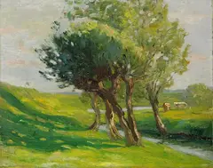 Friedrich Schwinge, Am Deich, Oil on canvas