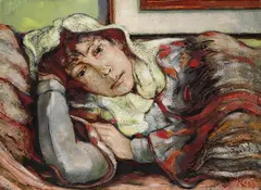 Max Kaus, Liegendes Mädchen, 1933, Oil on fibreboard
