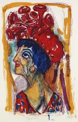 Contessa by Otto Dix, 1962, Farblithografie auf Kupferdruckpapier, sold Oct 2007