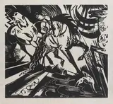 Franz Marc, Reitschule (nach Ridinger), 1913, Woodcut