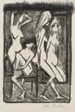 Otto Mueller, Drei Mädchen vor dem Spiegel, 1922, Lithograph
