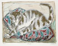 Katze by Otto Dix, 1959, Farblithografie auf Bütten, sold Oct 2007
