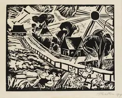 Der Morgen by Max Pechstein, 1918, Woodcut, sold Oct 2007