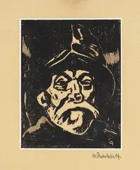 Fischerkopf by Max Pechstein, 1907, Woodcut, sold Oct 2007