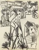 Michail Larionov, Die Stadt, 1911, Charcoal drawing