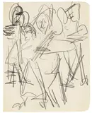 Skizze zu Bauerntanz by Ernst Ludwig Kirchner, 1919, Pencil drawing, sold Oct 2007
