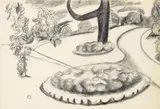 Gabriele Münter, Landschaft mit Rondell, 1920, Charcoal drawing