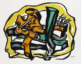 Fernand Léger, Composition sur fond jaune, 1954, Lithograph in colours
