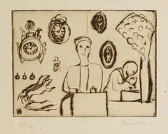 Gabriele Münter, Uhrmacher, 1916, Etching