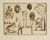 Gabriele Münter, Uhrmacher, 1916, Etching