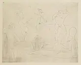 Pablo Picasso, La danse barbare (devant Salomé et Hérode), 1905, Drypoint