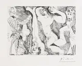 Pablo Picasso, L'acrobate, avec femme, et spectateurs du XVIe siècle, 1971, Etching
