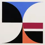 Walter Dexel, Halbscheibe gegen Halbscheibe im Quadrat, 1969, Tempera