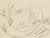 Dünen und Büsche (Fehmarn) by Ernst Ludwig Kirchner, 1913, Pencil drawing, sold Oct 2007