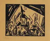 Lyonel Feininger, Rathaus von Zottelstedt, 2, 1918, Woodcut