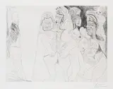 Pablo Picasso, Degas, Célestine et trois filles, dont une avec quatre seins, 1971, Etching