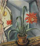 Walter Schulz-Matan, Offenes Fenster mit Ballon, 1952, Oil on canvas