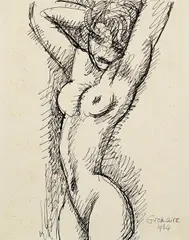 Marcel Gromaire, Femme nue, 1934, India ink drawing