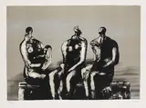 Henry Moore, Three seated figures with children, 1973, Lithograph in colours
