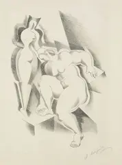 Two Figures by Alexander Archipenko, 1920, Lithograph, sold Oct 2007