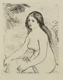 Femme nue assise by Pierre-Auguste Renoir, 1906, Soft-ground etching, sold Oct 2007