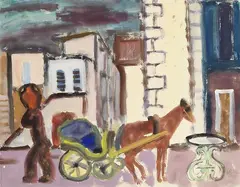 Pferdefuhrwerk by Werner Gilles, 1937, Gouache, sold Oct 2007