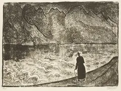 Otto Pankok, Pastor am Meer, 1953, Silkscreen