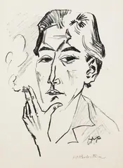 Rauchende by Max Pechstein, 1920, Lithograph, sold Oct 2007