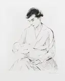 Max Liebermann, 2 Bll.: Mutter und Kind. Dame im Pelz, sitzend, 1917, Drypoint