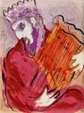 Marc Chagall, 2 Bll.: David und Absolom. David mit der Harfe, 1956, Lithograph in colours
