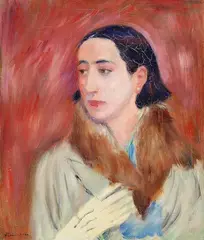 Fritz Friedrichs, Bildnis einer Dame mit Pelzkragen, 1920, Oil on canvas