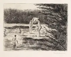 2 Bll.: Badende Knaben by Max Liebermann, 1896, Drypoint, sold Oct 2007