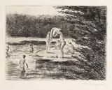 Max Liebermann, 2 Bll.: Badende Knaben, 1896, Drypoint