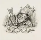 A. Paul Weber, 3 Bll.: Reineke Fuchs: In der Gunst des Königs (2). Der Musikzug, 1970, Pen and India ink drawing