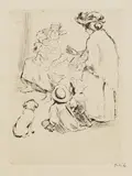 Emil Orlík, 3 Bll.: Mädchen mit Haube. Spielzeugverkäuferin. Weiblicher Halbakt