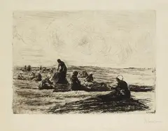 Netzflickerinnen by Max Liebermann, 1894, Kaltnadelradierung mit Plattenton auf holländischem Papier, sold Oct 2007