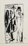 Walter Becker, 2 Bll.: Paar. Kampf mit der Vernunft, 1948, Pen and India ink drawing
